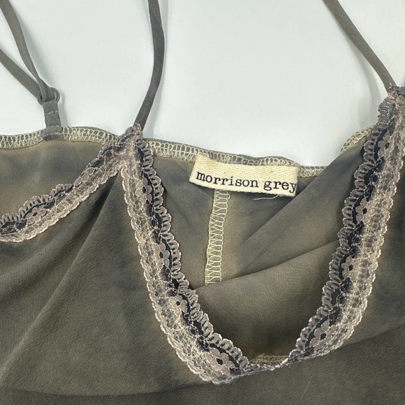 Morrison Grey Silk Lace Trim Tank Top Size Small - Picture 8 of 10